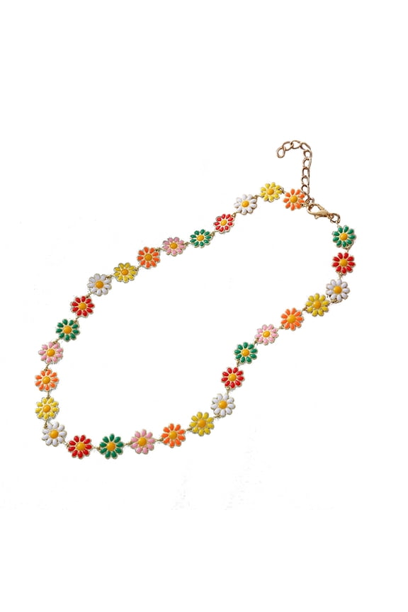 Small Earrings Painted Flower Bracelet Colored Short Necklace Neck Chain Simple Jewelry