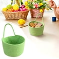 thumbnail image 1 of Small Easter Basket,Cotton Rope Hanging Storage Basket Green 4.72" x 5.9" Multi Purpose Woven Organizer for Cosmetics Snacks Easter Eggs Wall Mounted Or Desktop Use(A), 1 of 9