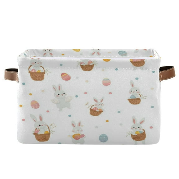 Small Easter Bunnies Foldable Storage Basket,Canvas Fabric Foldable Storage Bins with Handles Open Home Storage Bins Boxes for Toy Book Shelf Closet Baskets