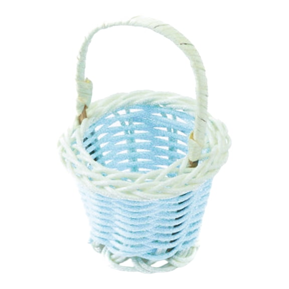 Small Easter Woven Baskets with Handle Easter Eggs Baskets Mini Candy for Easter Decorations,Desktop Ornaments For Use As A Prize Craft Item Or For School Projects Etc(Blue,1.57x2.36")