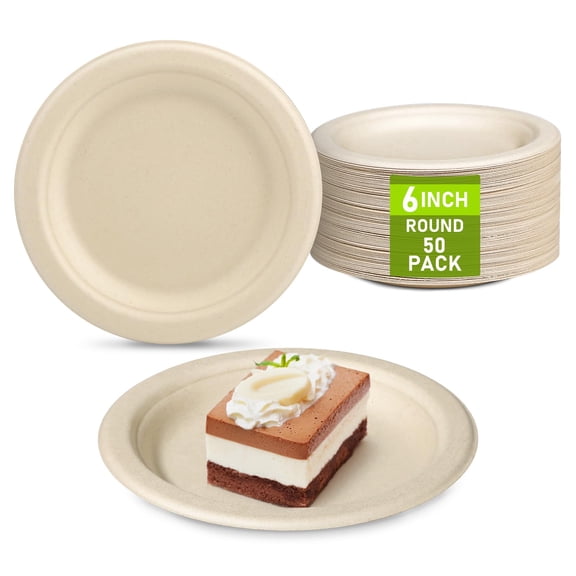 Small Eco Friendly Disposable Paper Plates, Biodegradable Compostable Recycled Paper Dessert Plates