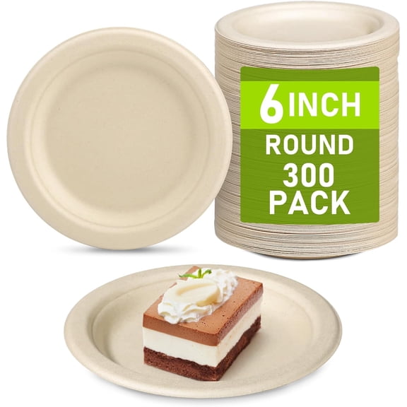Small Eco-Friendly Disposable Paper Plates, Biodegradable Compostable Recycled Paper Dessert Plates