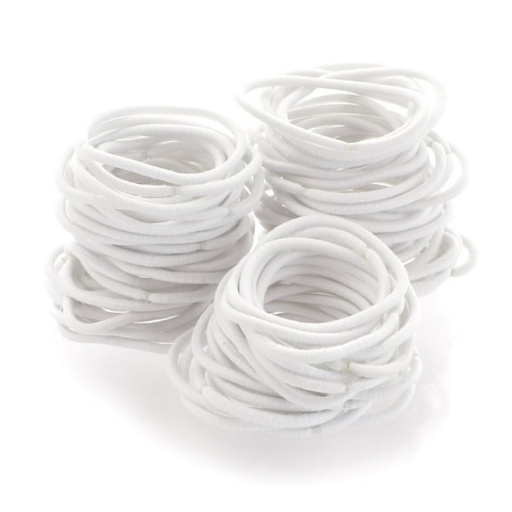 Small Elastic Ponytail Hair Bands White 20pcs