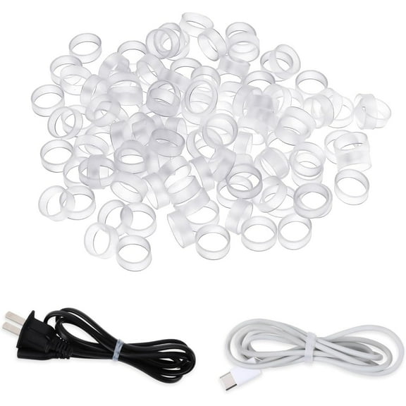 Small Elastic Silicone Bands,QZS Portable Data Lines Silicone Cord Ties,Reusable Rubber Rings,0.5x0.2In Cable Tie Straps,Rubber Bands
