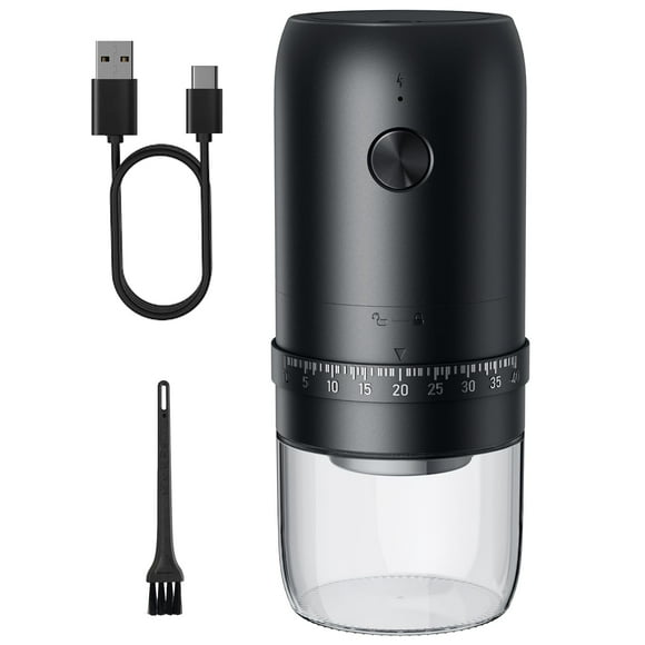 Small Electric Coffee Grinder Rechargeable Bean Grinder Spice Grinder with Stainless for Multiple Settings Black