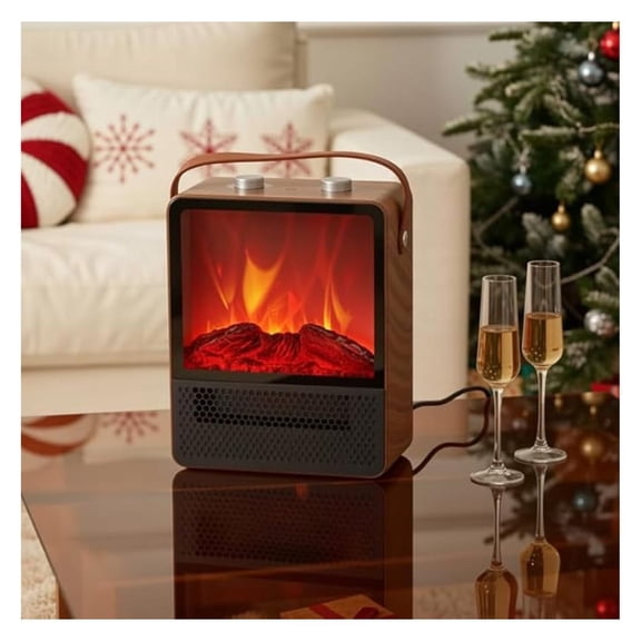 Small Electric Fireplace 1500W Space Portable Heater for Indoor Use 4 Adjustable Modes Ceramic Mini Fireplace 3D Realistic Flame Overheating Safety Protection