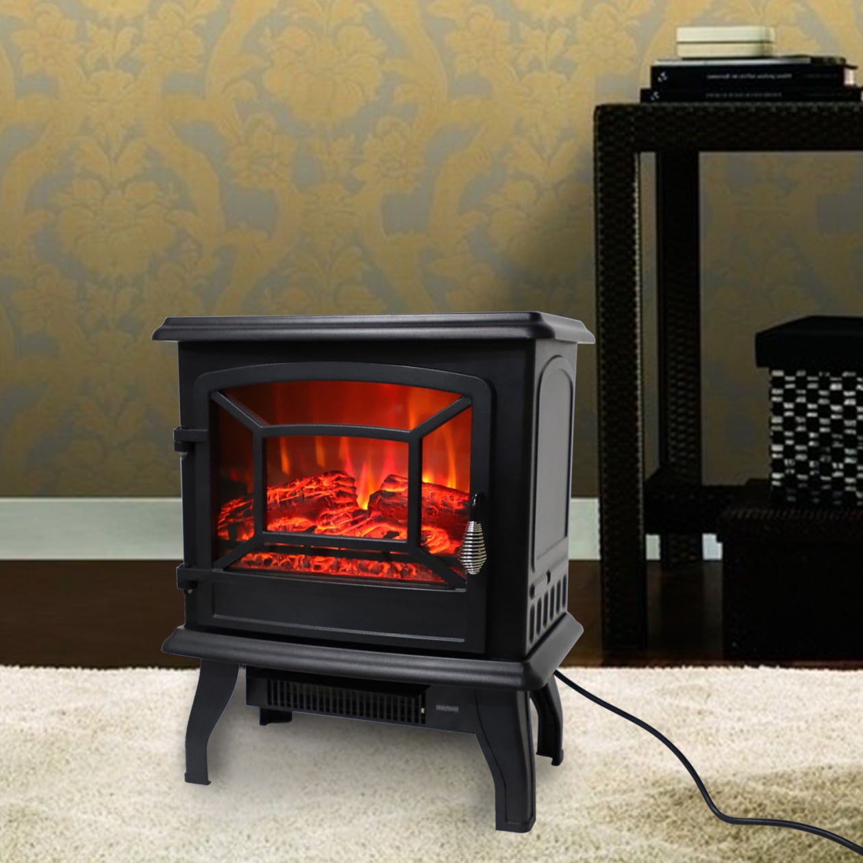 Small Electric Fireplace Heater, Space Heater Fireplace with Auto
