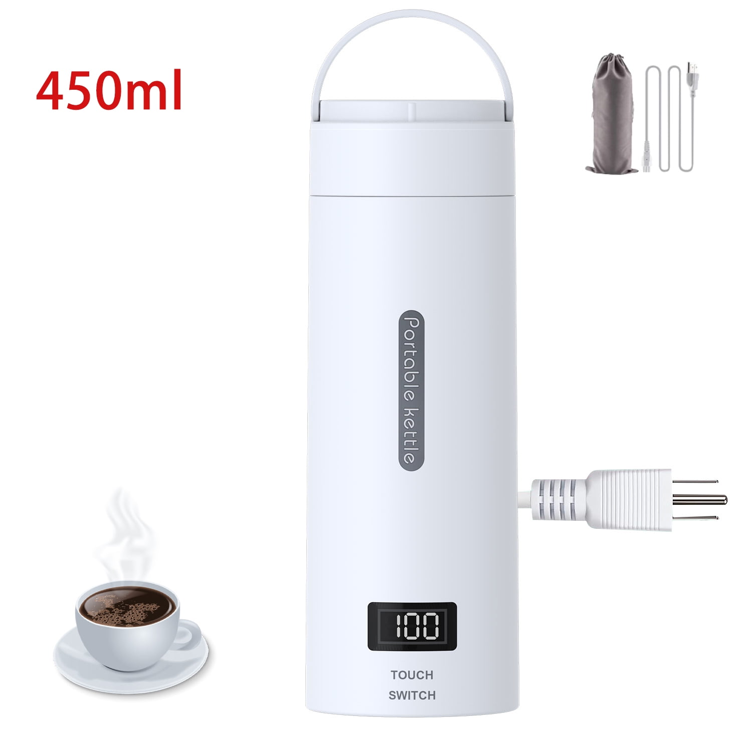 Small Electric Kettle,Candey 450ml Travel Kettle Automatic Shut off Hot