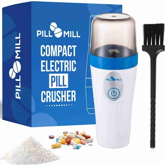 Small Electric Pill Crusher Fine Powder by Pill Mill - Pill Grinder Fine Powder Extremely Fine - Pill Crusher for Elderly, Pill Crusher for Pets - Powder Grinder, Triturador de Pastillas Medicinas