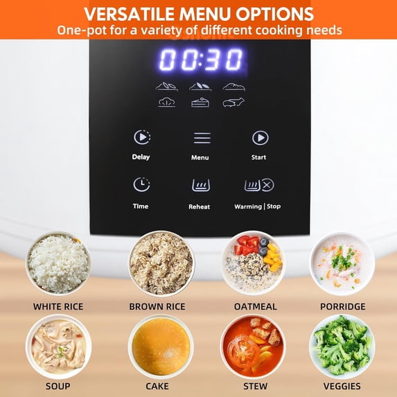 Small Rice Cooker 6-Cup Uncooked 12-Cup Cooked 6-in-1 Multi Cooker Electric Rice Maker with Steamer Basket