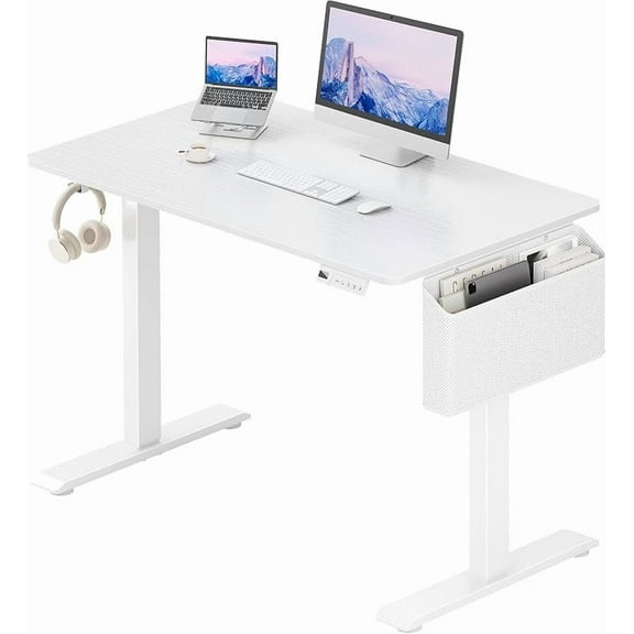 Small Electric Standing Desk - 32 Inch Narrow Adjustable Height Stand up Desk for Writing Study Work, Mini Sit to Stand Desks Workstation for Small Space Adult Boys Girls Bedroom Home Office