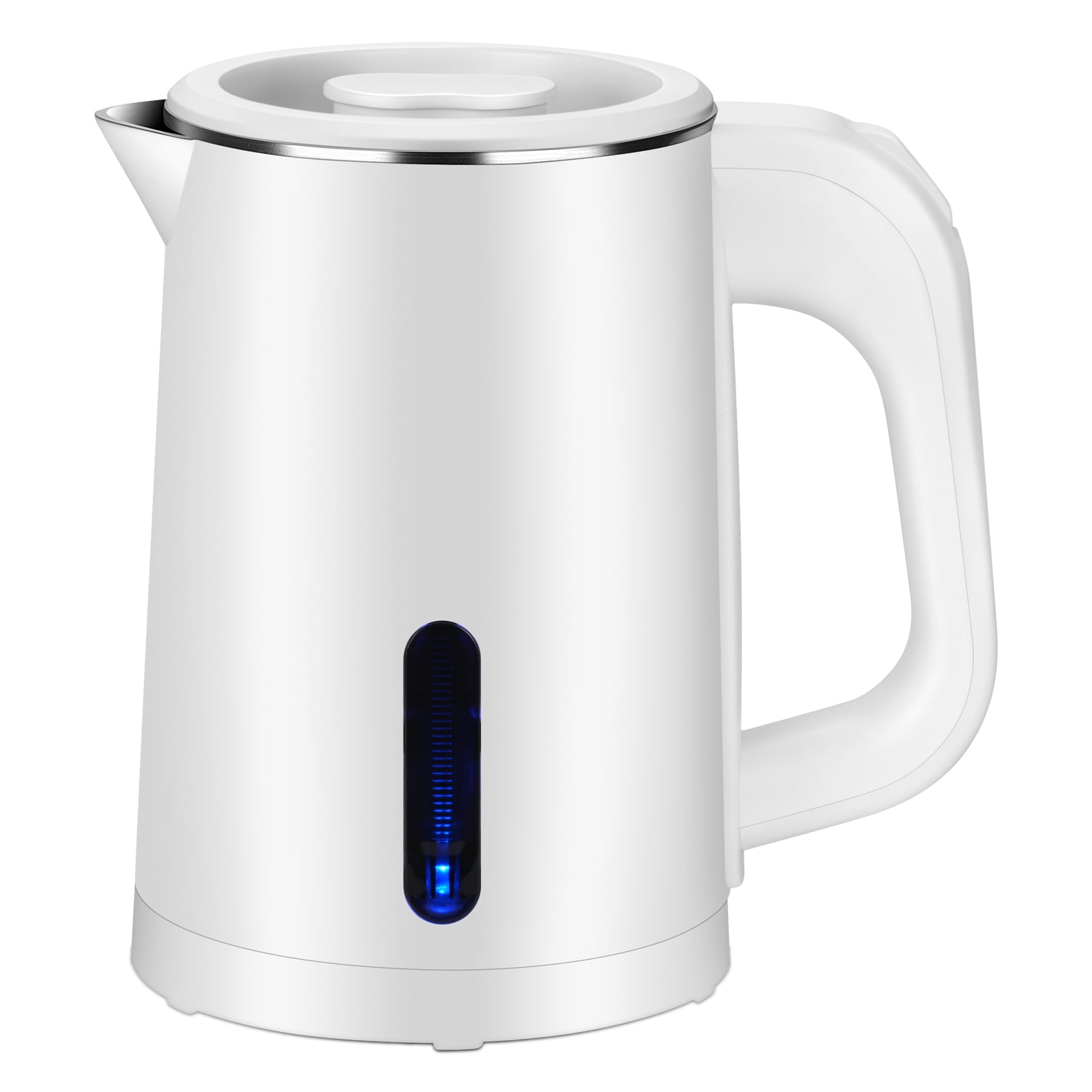 Compact White Stainless Steel Electric Travel Kettle with Auto Shut-Off