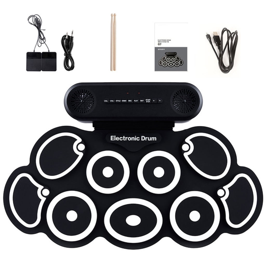 Small Electronic Drum Set Practicing Drum Pad Silicone Texture Music Creation Tool Suitable for Travel and Outdoor Gigs