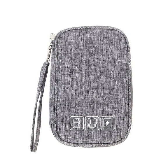 Small Electronic Organizer Cable Bag, Travel Portable Electronic Accessories Storage Bag Soft Carrying Case Pouch for Hard Drive, Cord, Charger, Earphone, USB, SD Card ,grey