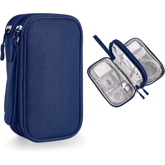Small Electronics Carrying Case Bag, Travel Gadgets Organizer Pouch for Tech & Accessories (Small, Navy Blue)