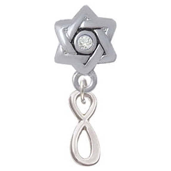 Small Elegant Infinity Sign - Star of David with Clear Crystal Charm Bead