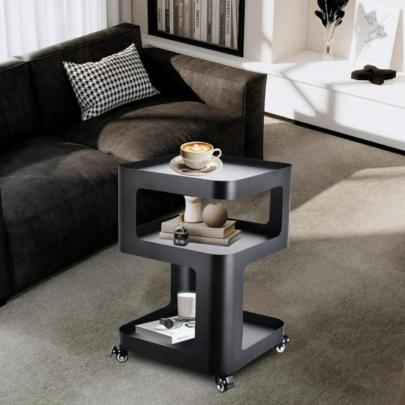 Small End Table, Unique Bedside Table with Storage, Black Metal Accent Table for Couch, Bedroom, and Outdoor Spaces