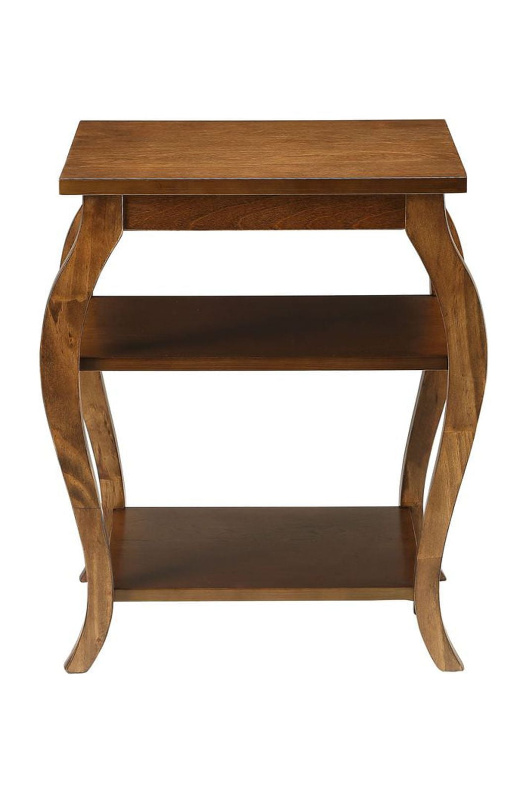 Versatile Becci Walnut End Table with Dual Open Shelves