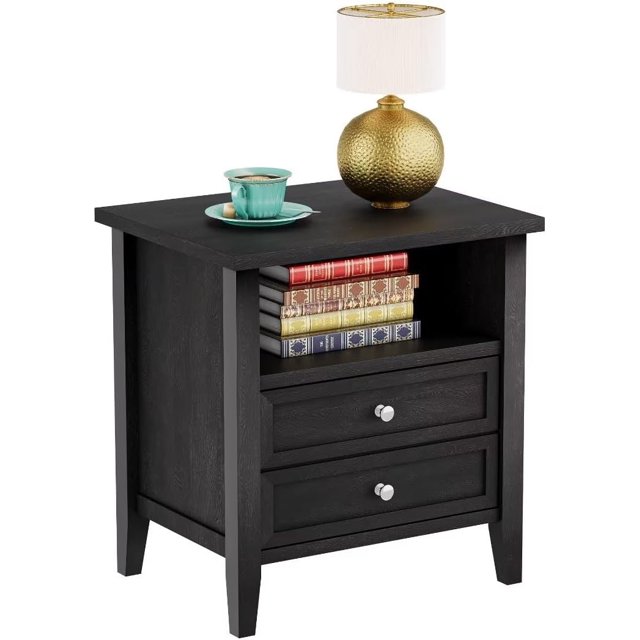 Small End Table with Drawer and Open Storage,Nightstand with Drawer
