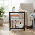 thumbnail image 1 of Small End Table with Magazine Rack - Modern Industrial Design - Oak, 1 of 9