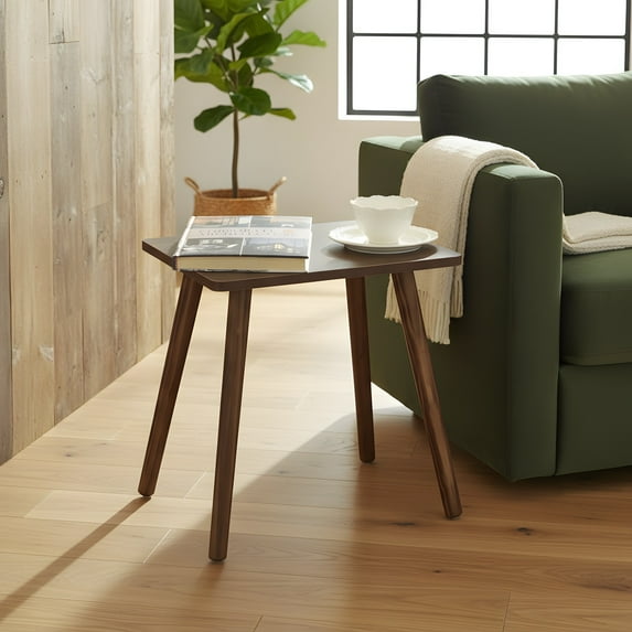 Small End Table with Solid Wood Legs - Rustic Brown Accent Table