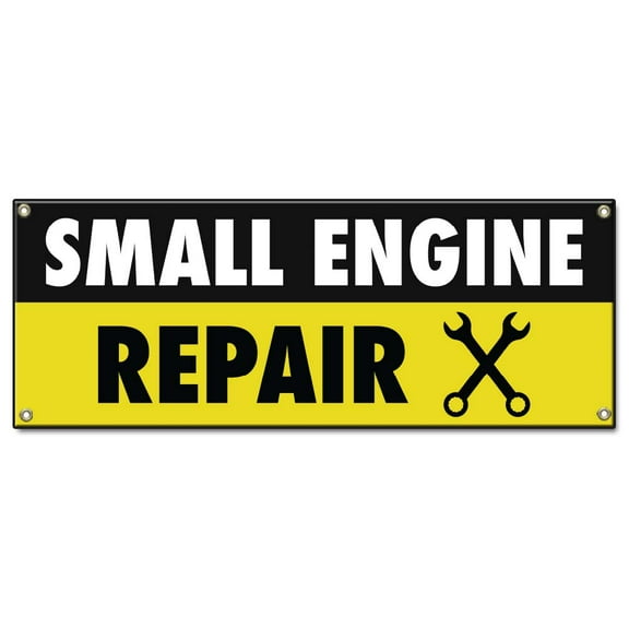 Small Engine Repair | 36" X 96" Banner | Heavy Duty 13oz. Outdoor Vinyl Single Sided With Grommets | Made in The USA