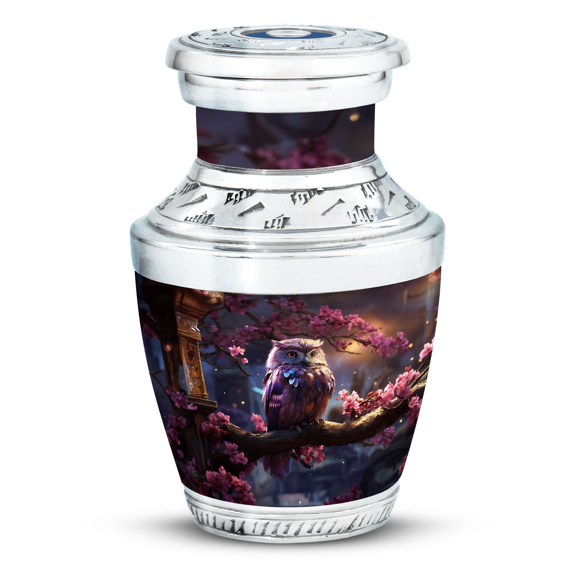 Small Engraved Owl In Lamp Tree Urn For Adult Mother & Father - Urn For Human Ashes Adult Woman & Men - Cheap Urns For Human Ashes - Ash Urns For Humans - Adult Cremation Urns (Size - 3Inch, 1Pcs)