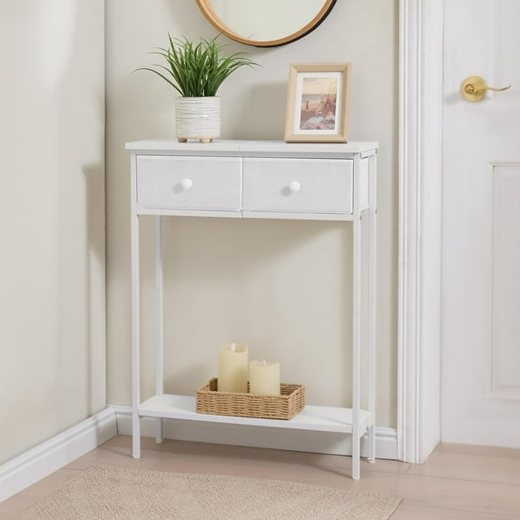 Small Entryway Table with Drawers & Storage Shelf