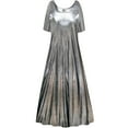 thumbnail image 1 of Small Extra Tall Womens Dress Silver Metallic Short Sleeve Square Neck Princess Cut, 1 of 4