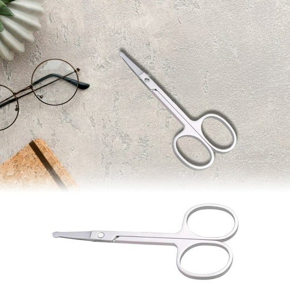 Small Eyebrow Scissors Set, Different Scissor Heads Curved, Rounded Safety Tips Prevent Nicks, Stainless Steel Stays Sharp, Travel-Size 3.5" Round Head