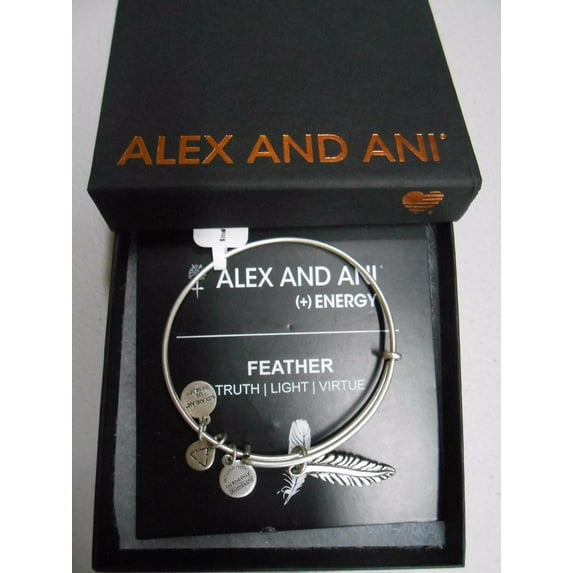 Small FEATHER Russian Silver Charm Bangle New With Tag Card Box