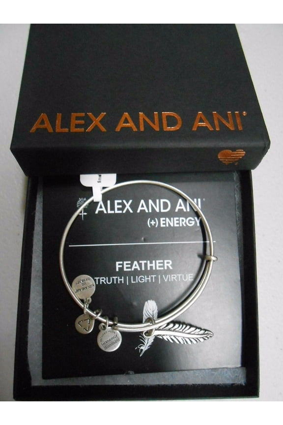 Small FEATHER Russian Silver Charm Bangle New With Tag Card Box