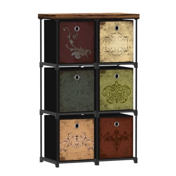 Small Fabric Dresser with 6 Drawers DIY Cube Organizer for Closet Storage Drawer Unit Chest of Drawers for Bedroom Living Room Hallway Dorm Pattern