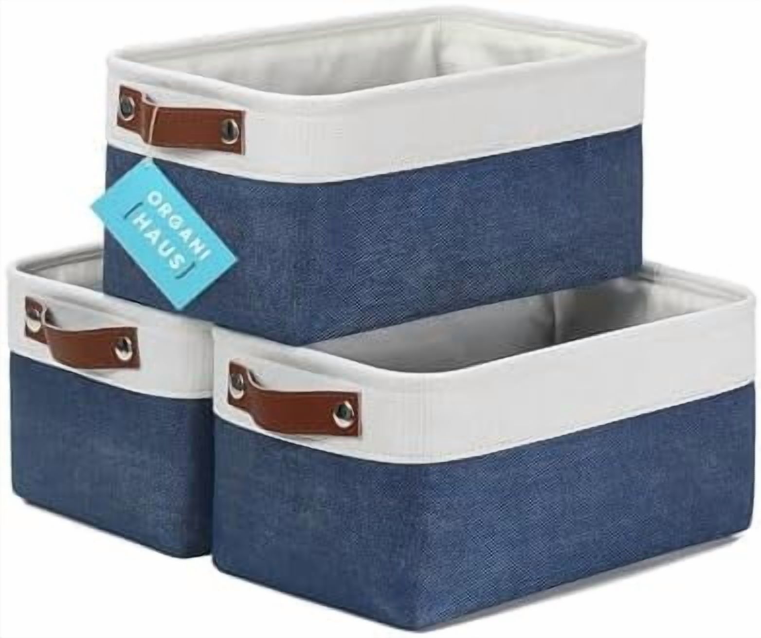 Small Fabric Storage Baskets for Shelves 3 Pack, 12x8in Closet Storage ...