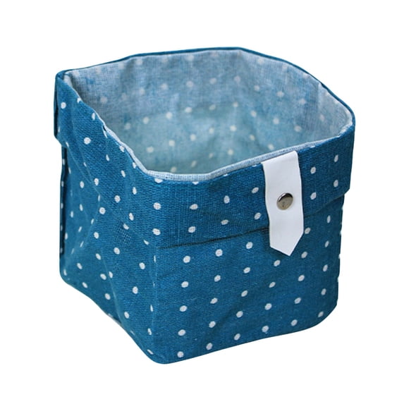 Small Fabric Storage Box with Lid, Stackable Cotton Linen Closet Organizer Bin, Multi-purpose Desktop Basket for Snacks, Toys & Seasonal Items