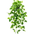 thumbnail image 1 of Small Fake, Artificial Potted Plant Faux Ivy Vine Plant Hanging Plant Pothos for Shelf Home Office Indoor Outdoor Garden Greenery Decor 2.84ft (Black Pot), 1 of 5