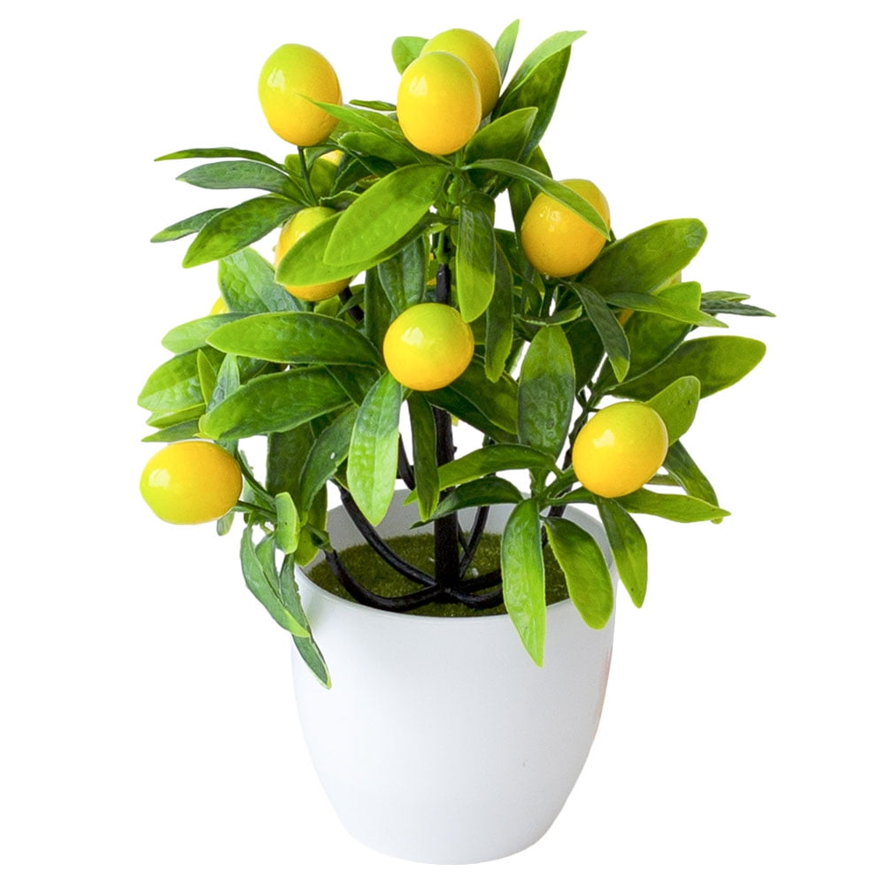 Small Fake Plant Artificial Plants Plastic Lemon Tree Bonsai Home