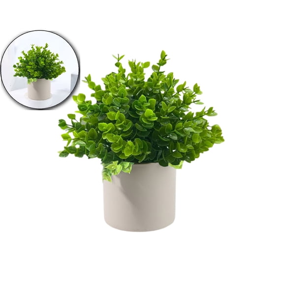 Small Fake Plants 7.45” Eucalyptus Potted Artificial Eucalyptus Plant for Home Bathroom Office Farmhouse Restroom Shelf Desk Mantel Coffee Table Decor
