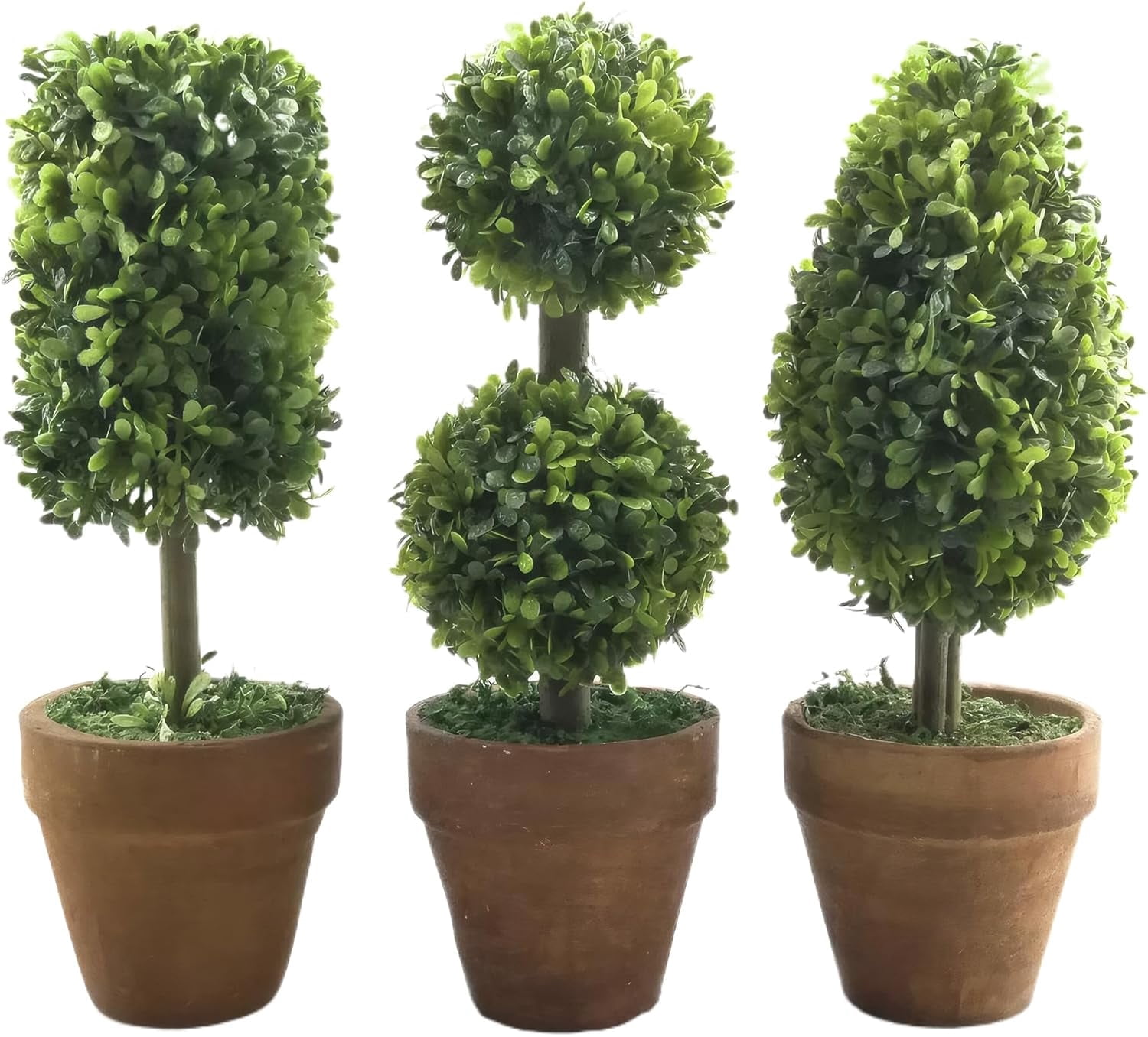Small Fake Potted Plant Decor: 3 Pack Artificial Topiary Shrubs Decorative Plant Indoor Outdoor, 8.27" Plastic Tall Fake Plants for Home Kitchen Living Room Shelf Desk Greenery Decor