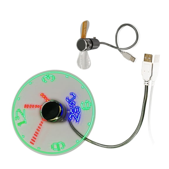 Small Fan Real Time Display Clock Fan Small Night Light USB Power Small Cooling Flashing Fan for Laptop Notebook