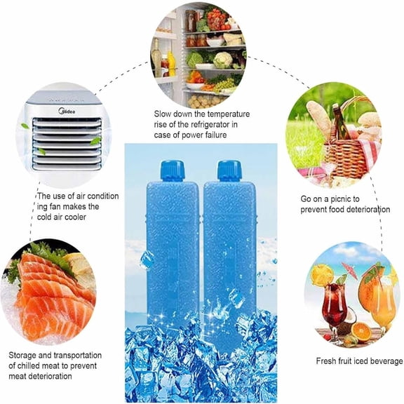 Small Fan with 4 Long - Lasting Reusable Ice Packs: Portable Cooling Solution for Refrigerator & Air Conditioner Fan"