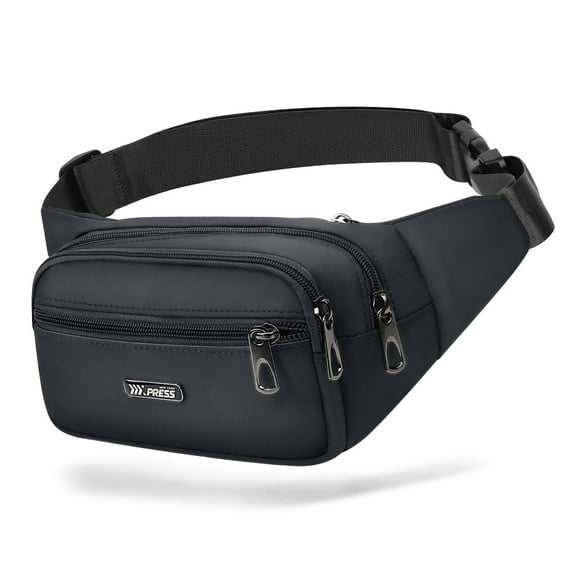 Small Fanny Pack for Men Women Crossbody Waist Pack with 4 Zipper Pockets Adjustable Hip Pack Bag for Travel,Walking,Running,Hiking,Cycling, Grey, 36402