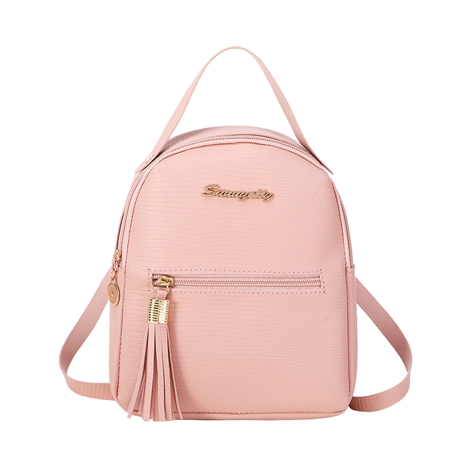 Small Fashion Backpack Purse for Women Tassel Leather Travel 
