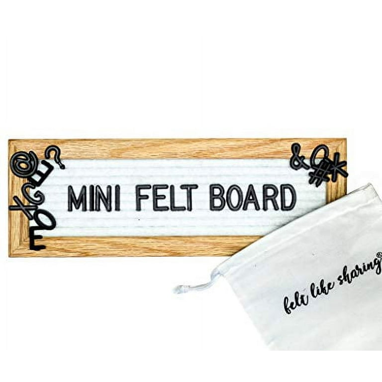 Felt Like Sharing Black Felt Letter Board 10x10 INCHES. Changeable Letter Boards Include 300 White Plastic Letters & Oak Frame.