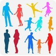 thumbnail image 1 of Small Figures Stencil 11.8x11.8inch Square Painting Stencil Family Stencil Couples Template Family Member Silhouette Stencil Plastic PET Stencil, 1 of 5
