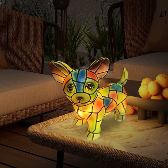 Small Figurine Night Light - Decorative Home with Various Dog Designs, Lighting for Shelves Tables and Wall Surfaces