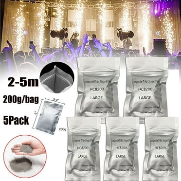 Small Fine Particles 2-3.5M Ti Powder for Cold Spark Firework Machine with Sealing Strip 200g/bag, 5Pack,White