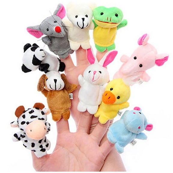 Small Finger Dolls, 10 Pack Cute Hand Puppets , Soft Velvet Finger Puppet Set for Storytelling and Role Play, Educational Toy 1 Set
