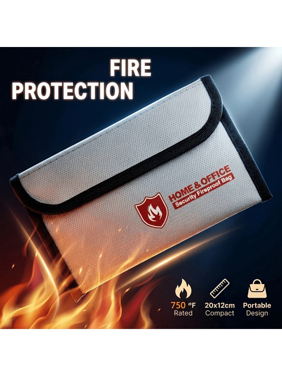 Small Fireproof Bag (4.84X 8.07 Inches), Non-Itchy Fireproof Money Bag, Fireproof Wallet Bag, Cash Fireproof Bag Set for Valuables - Passport, Currency & Keys
