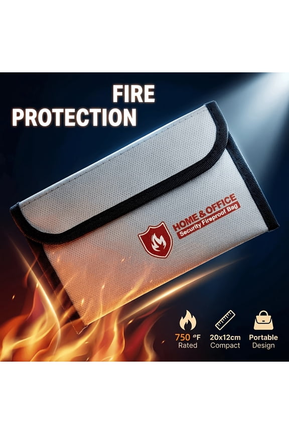 Small Fireproof Bag (4.84X 8.07 Inches), Non-Itchy Fireproof Money Bag, Fireproof Wallet Bag, Cash Fireproof Bag Set for Valuables - Passport, Currency & Keys